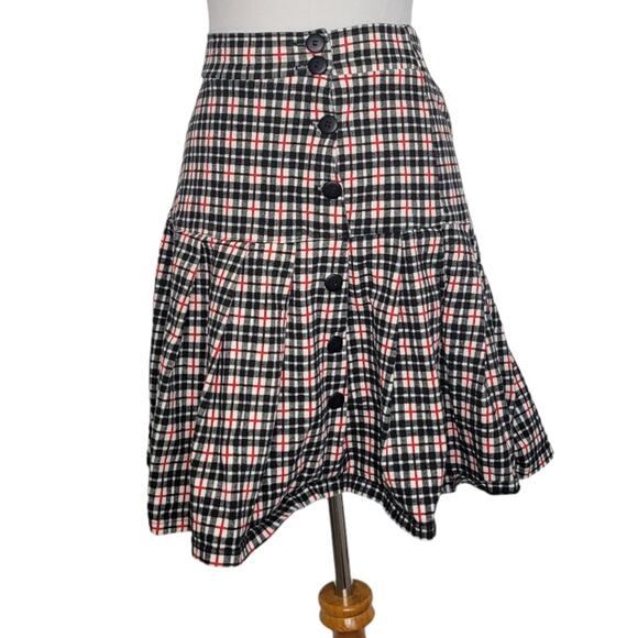 Vintage Y2K School Girl Plaid Skirt 90s Clueless Black Button Front Women Medium - Picture 1 of 10
